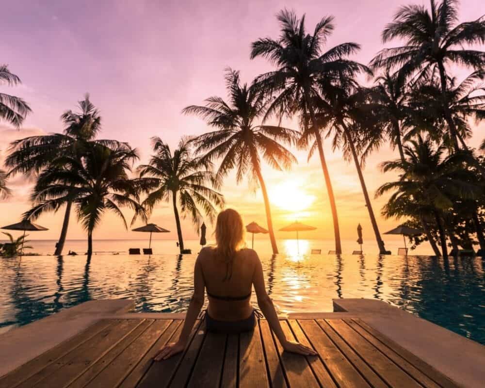 woman relaxing at a resort in mexico