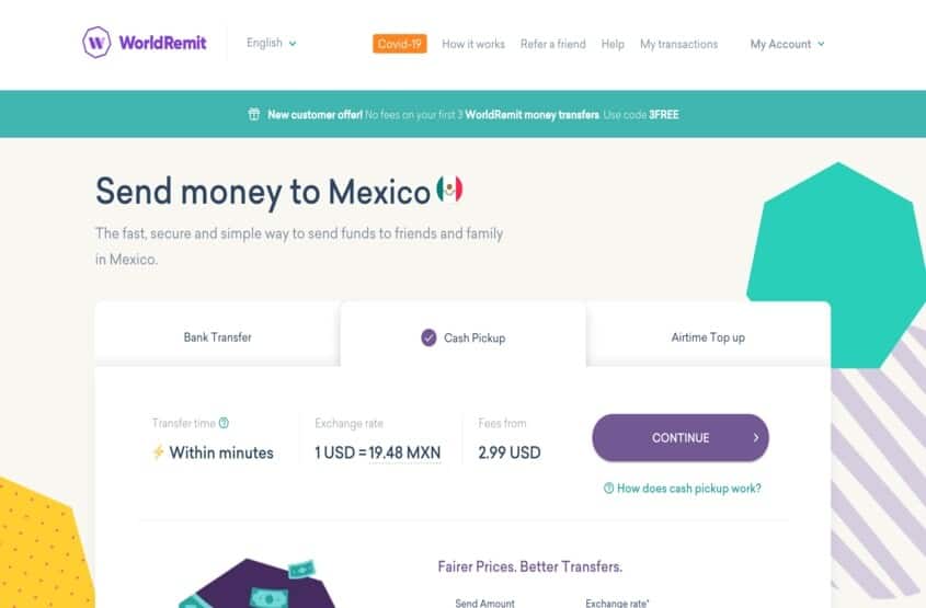 worldremit money transfer to mexico
