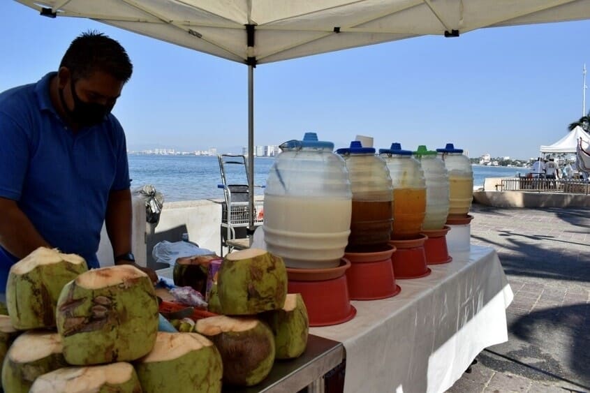 a vendor selling drinks in mexico