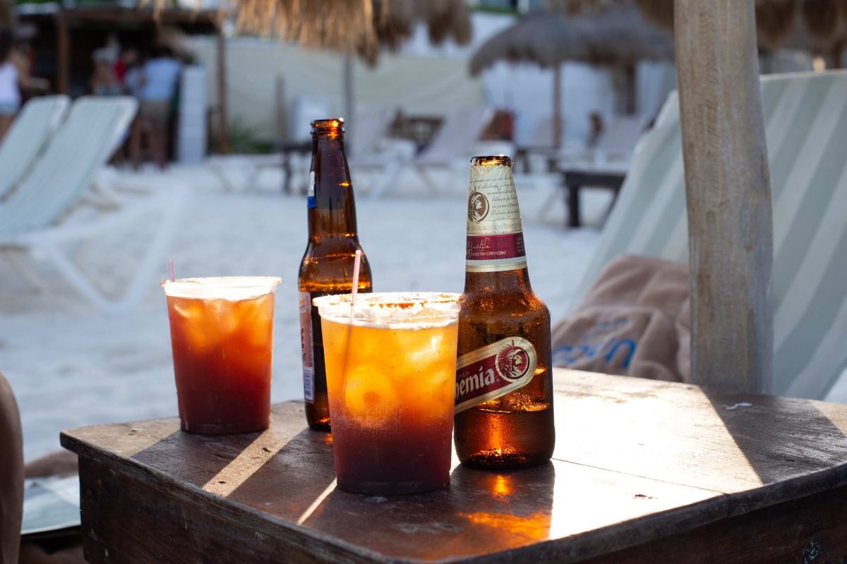 the bottles of beer in one of the Rosarito bars